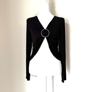 THE KRIPT Dolls Kill Lasedi Black crop Top Silver Ring